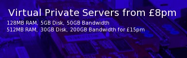 VPS hosting from &pound;8 per month